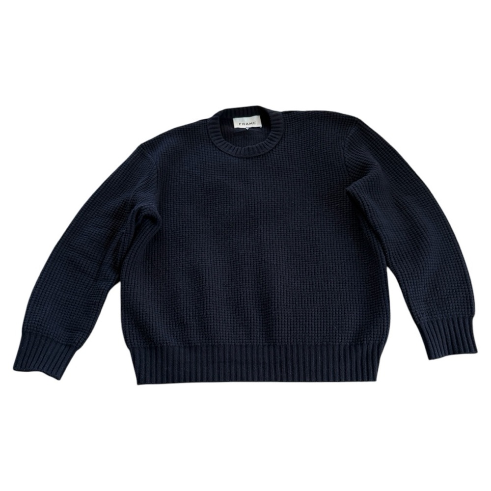 Frame Denim Navy Blue Crewneck Sweater 100% Wool